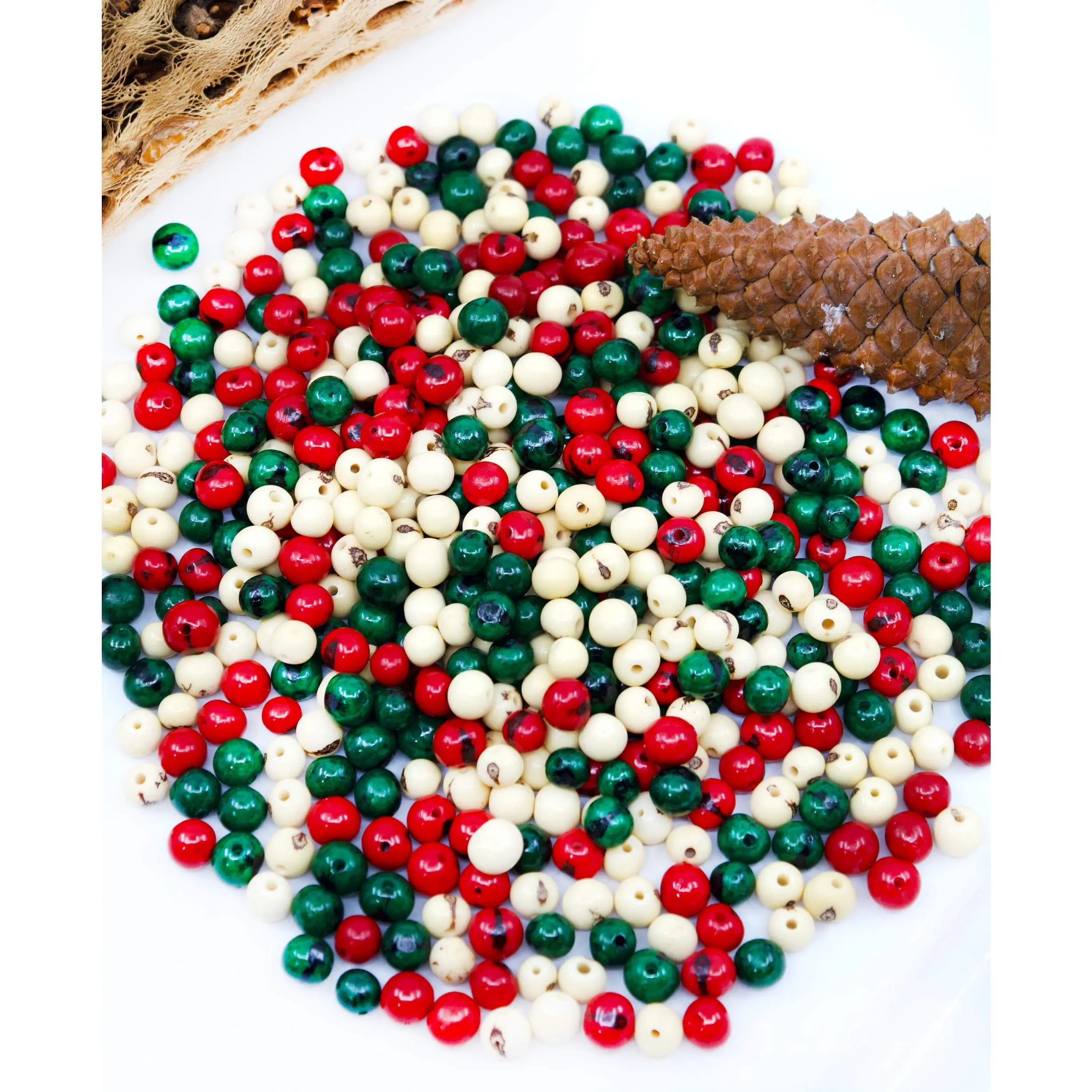 Christmas Mix: Real Acai Beads from South America, 8-10mm / Pick your Qty