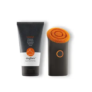 Dogface Men’s Essentials Skincare Kit – Technobrush + 5 in 1 Treatment Gel | Red Light Facial Brush | 2 Month Supply