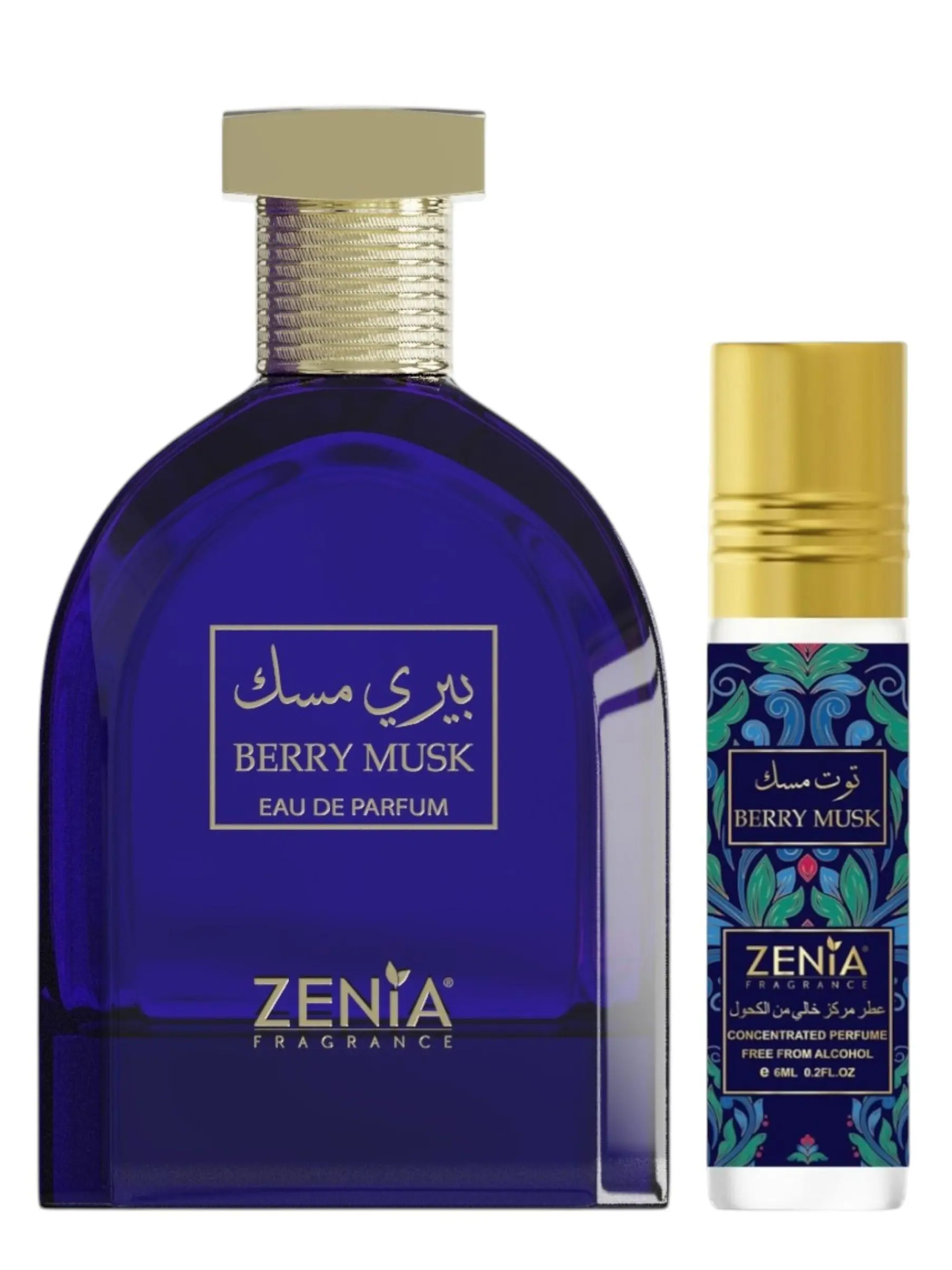 (2pc Bundle) 3.4oz Berry Musk EDP Spray + 6ml Perfume Oil Roll-On by ZENIA