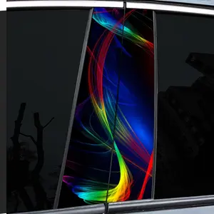 2 pieces, car sticker, car mid-column sticker - rainbow optical flow car sticker, self-adhesive waterproof and scratch-proof, suitable for glass, metal, plastic, ceramic, wood surfaces - car decoration
