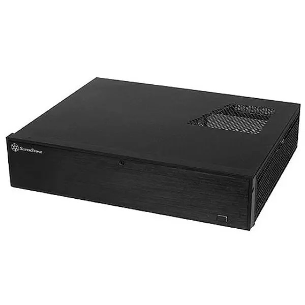 SilverStone ML04B-C Micro-ATX PC Case - Black Aluminum, 1 Type-C Port, USB 3.0, Easy to Install, Lockable Front Door, 440mm(W)x105mm(H)x350mm(D) Desktop Component