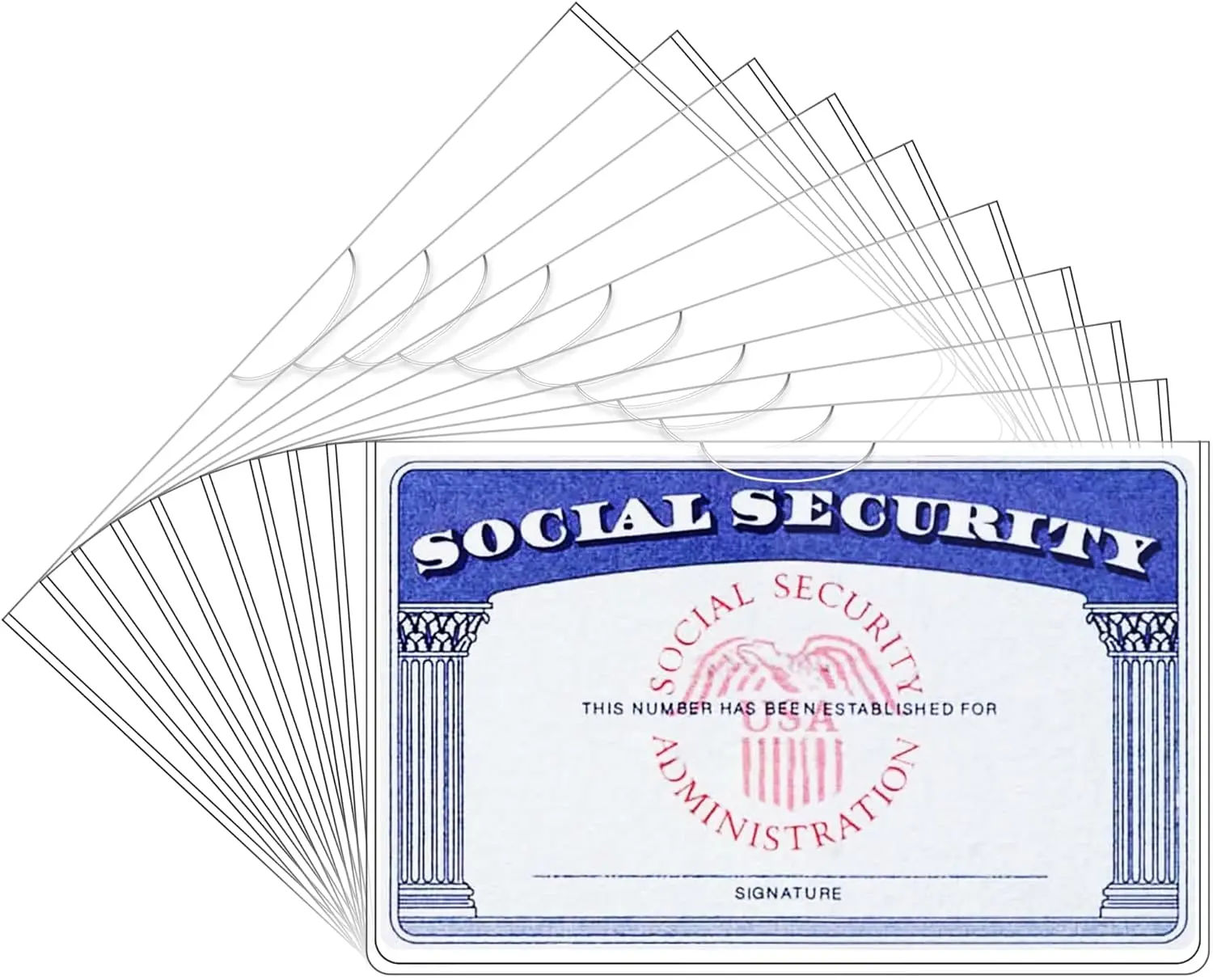 6 Pack Card Protector Social Security, Medicare, Credit & Driver's License Sleeve 3.8x2.32in