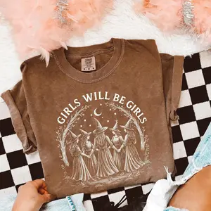 Comfort Colors Vintage Girls Will Be Girls Witch Shirt Funny Witch Vintage Shirt Vintage Halloween Women Shirt Witchy Vibes Shirtwitchy