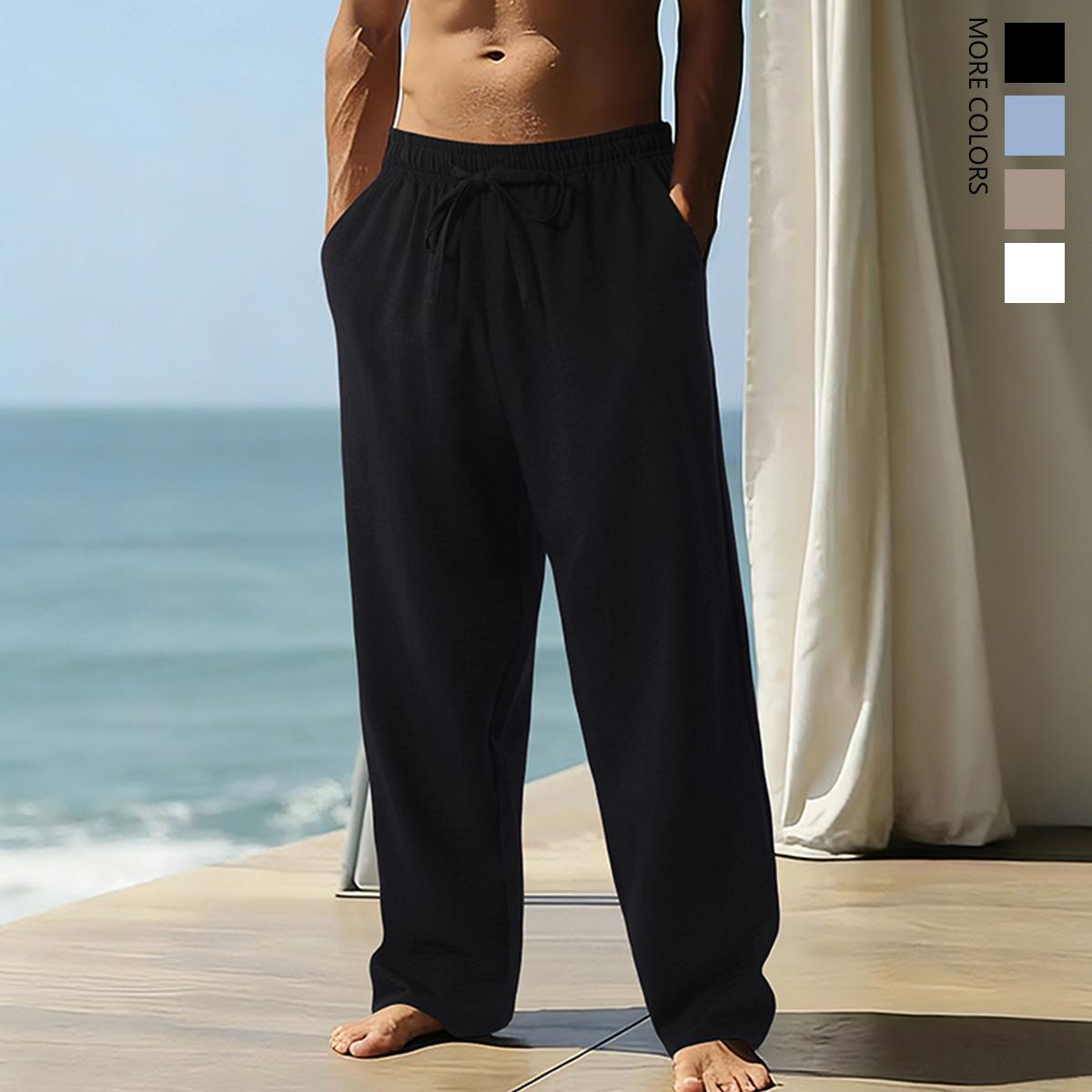 Men's casual trousers, smooth to the touch, solid color, straight leg style, breathable and comfortable, ideal for vacation, outdoor activities and daily casual wear, men's casual trousers Men's casual trousers, smooth to the touch, solid color, straight leg style, breathable and comfortable, ideal for vacation, outdoor activities and daily casual wear, men's casual trousers