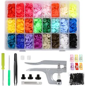 Snaps and Snap Pliers Set, 375 Sets T5 Plastic Buttons for Sewing and Crafting