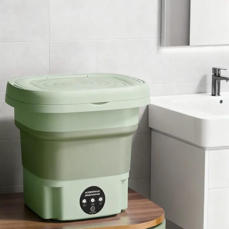 Specialized two-color foldable laundry washer for mom and baby—energy-saving, water-efficient, low-noise, warm-water gentle wash with sterilization; portable and foldable; ideal for home and travel; designed specifically for newborns or toddlers; suitable