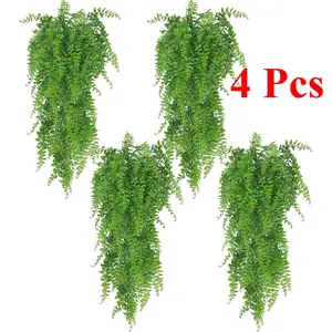 4Pcs Artificial Hanging Plants Fern Vine - Fake Ivy Leaves Decoration for Indoors & Outdoors, Faux Foliage Greenery Decor for Living Room, Kitchen, Balcony, Garden, Bedroom, Farmhouse Aesthetic