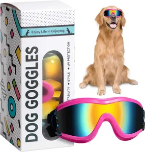 Dog Sunglasses Goggles, UV Wind Dust Fog Protection Pet Glasses Eye Wear Protection with Adjustable Strap for Medium or Large Dog (Pink) NVTED