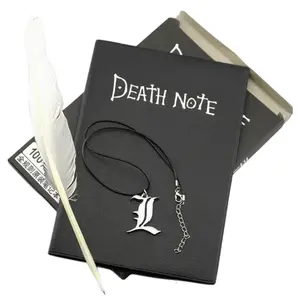 Mysterious 'Death Note' Notebook Set – Unleash Your Stories with a Feather Pen & Notebook Vintage PLeather Journal Stationery Supplies