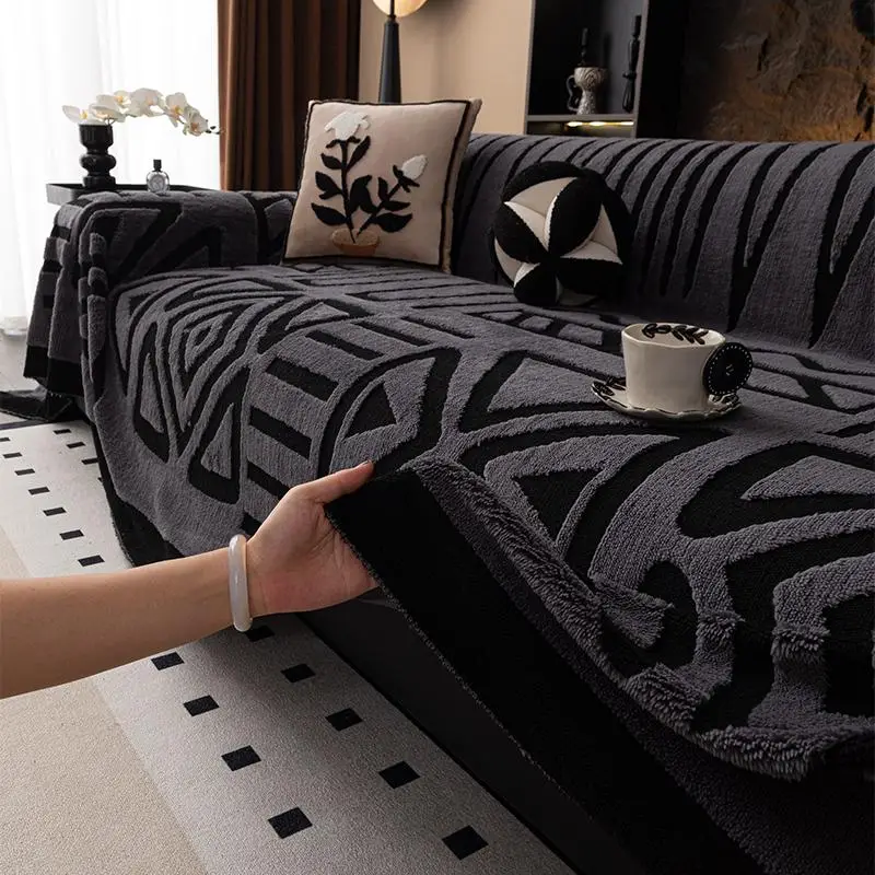 Geometric Pattern Sofa Cover, 1 Count Soft Comfortable Sofa Slipcover, Dustproof Sofa Protector for Home Living Room Office