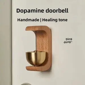 New Wooden Doorbell, Dopaamine Hanging Home Bell, Wind Chime, Entryway Doorbell, Copper Bell, Wall Decor, 1 Piece