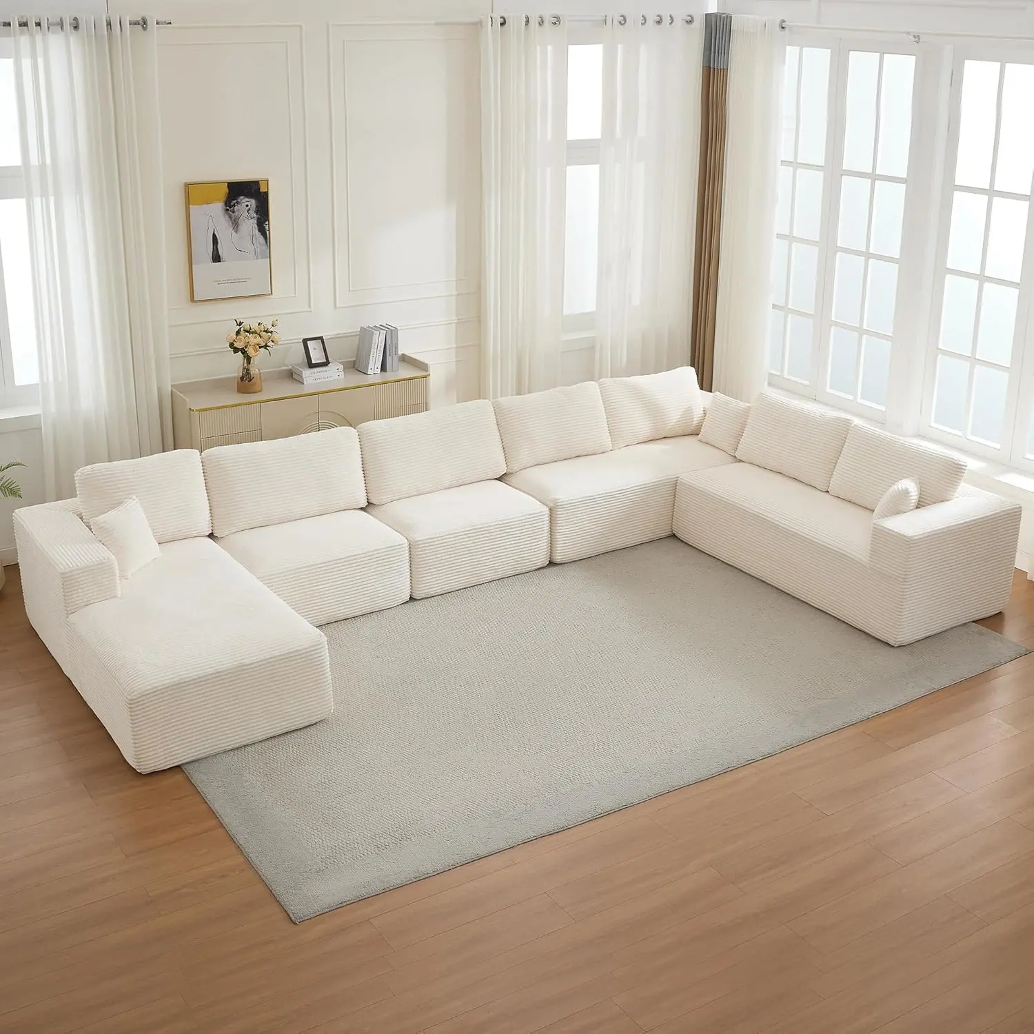 Beige-6 Seater- U Shape