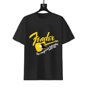Vintage Fender Telecaster Since 1951 Yellow Guitar Graphic T-shirt, Classic Rock Instrument Logo Unisex Cotton Tee For Guitarist Music Lover Casual Streetwear Outfit