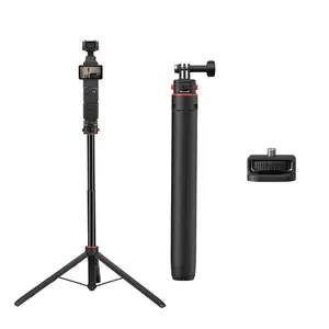 Flymile 64in Pocket 3 Selfie Stick Tripod Extendable Travel Vlog Handle Stand for DJI Osmo Pocket 3 Action 6 Osmo 360 for Insta360 X5 X4 X3 X2 for GoPro Camera Accessories with Quick Release 1/4'' Screw