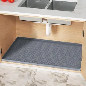 kitchen cabinet protector Silicone Under Sink Mat 14"x22" – Waterproof Cabinet Protector Tray for Kitchen, Bathroom, Pet Feeding & Storage Organization