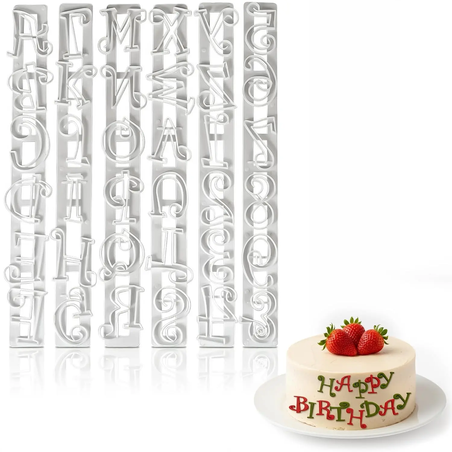 Fondant Letter Cutters for Cake Decorating, A-Z & 0-9, Plastic Set | Alphabet Fondant Cutters, Multipurpose Letter & Number Molds, 9.84 x 0.98 In; for Sugar Paste, Gum Paste & Cookies