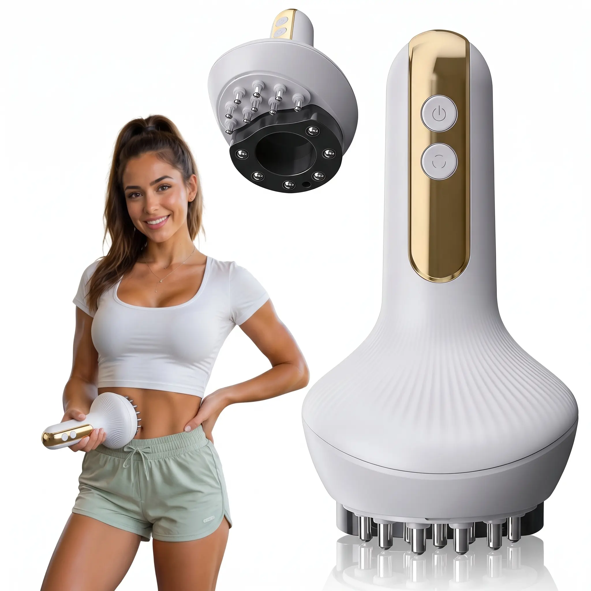Electric Cupping Massager with Gua Sha Scraping Head, Powerful Adjustable Suction Massage Device with Heat, Red Light & Vibration, 9 Levels, Cordless Rechargeable Full Body Massager for Back, Legs, Arms & Home Spa