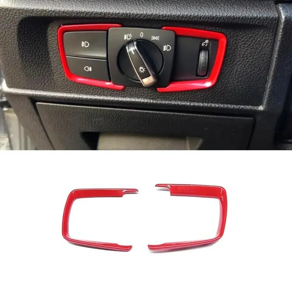 Car Headlight Adjustment Switch Decorative Frame Trim Sticker Auto Accessories For Cars Compatible with BMW 1 2 3 4 Series F30 F31 F32 F34 F20 F36 X1 X2  X5 X6 F15 F16 Car Accessory Decal Interior