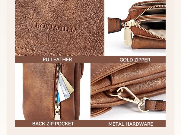 [Valentine's Day Gift] BOSTANTEN Cell Phone Purse Small Crossbody Bags for Women Leather Handbags Phone Wallet with Card Slots Adjustable Strap