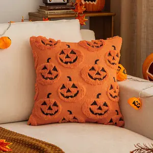 Fall Halloween Throw Pillow Covers Decorative Pumpkin Pattern Pillowcases Soft Plush Cushions for Home Patio Sofa Couch