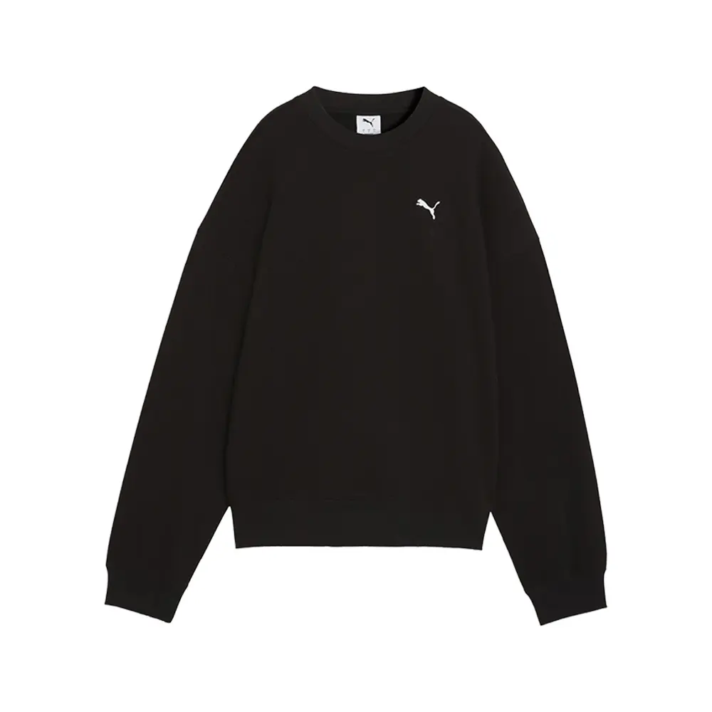 PUMA Womens Wardrobe Essentials Short Oversized Crew Neck Sweatshirt Casual - Black