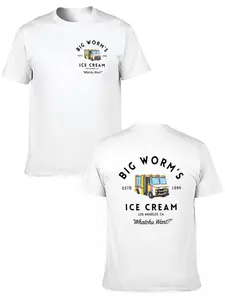 Big Worm's Ice Cream Unisex Cotton T-Shirt Retro Truck Graphic 'Whatchu Want?' Quote Fun LA Streetwear Crewneck Breathable Soft Comfy Fitted Menswear