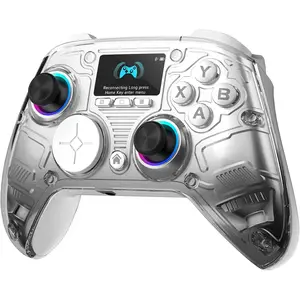 Interactive Screen PC Controller --  Controller Compatible with PC// 2/iOS/Android, Hall Effect Joystick & Triggers, RGB Lighting, Adjustable Vibration/Turbo, 1000mAh (White)