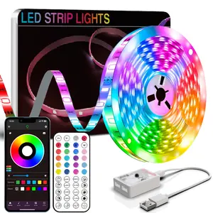 Smart RGB Strip Light 3.28 - 100ft Music Sync Stepless Dimming Timer App 44-key Remote USB Powered for Bedroom Living Room Kitchen Bar Corridor Party Wedding Halloween