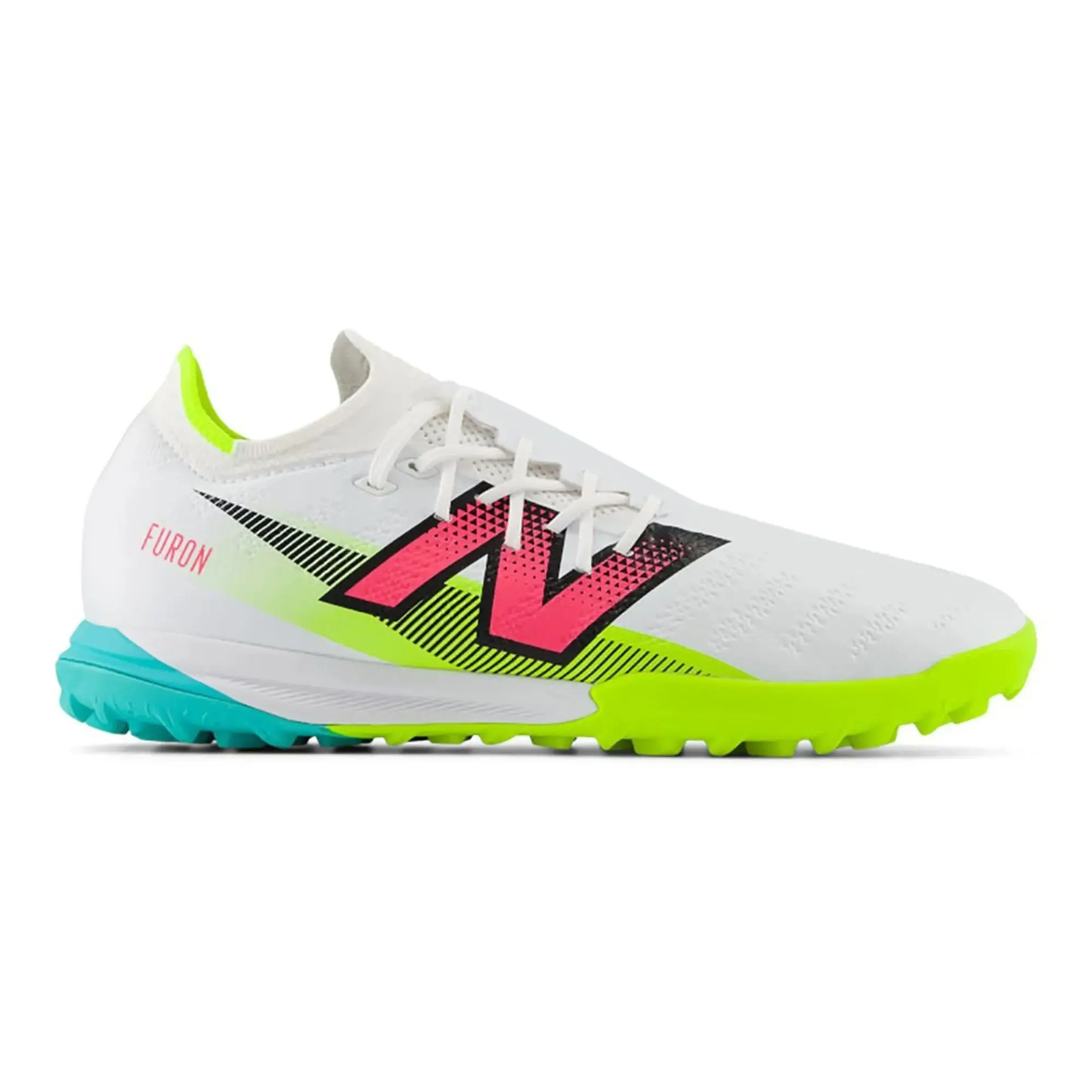 New Balance Furon Pro TF V7+ Turf Soccer Cleats Football Shoes Lightweight Speed Trainers Lace-Up Performance Shoes Synthetic Upper Rubber Turf Outsole Indoor Outdoor Court Soccer Shoes Enhanced Ball Control Training Match Football Boots Adult Unisex