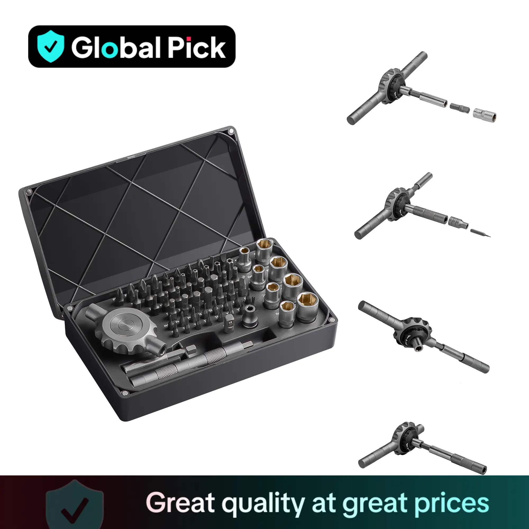 30-in-1/64-in-1 Ratchet Magnetic Screwdriver Bit Set, Flat Handle Screwdriver Bit Set for Precision Instrument/Furniture Repair, Multipurpose Screwdri