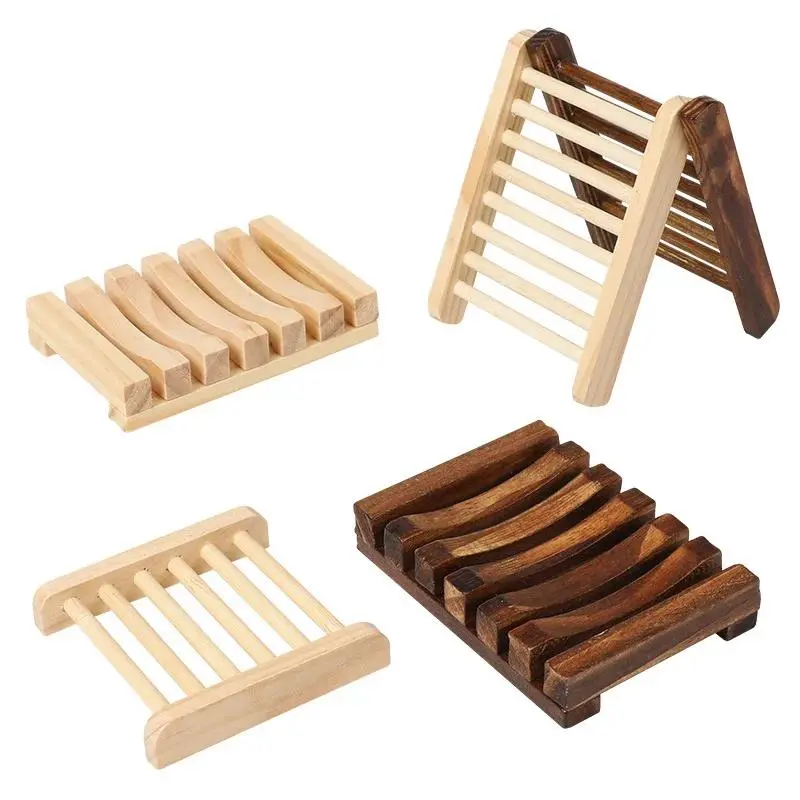 Natural Bamboo Drainage Soap Box with Mildew-Resistant Wood Drain Tray, Bathroom Home Supply for Bath Soaps and Dishes, Drainage Soap Dishes