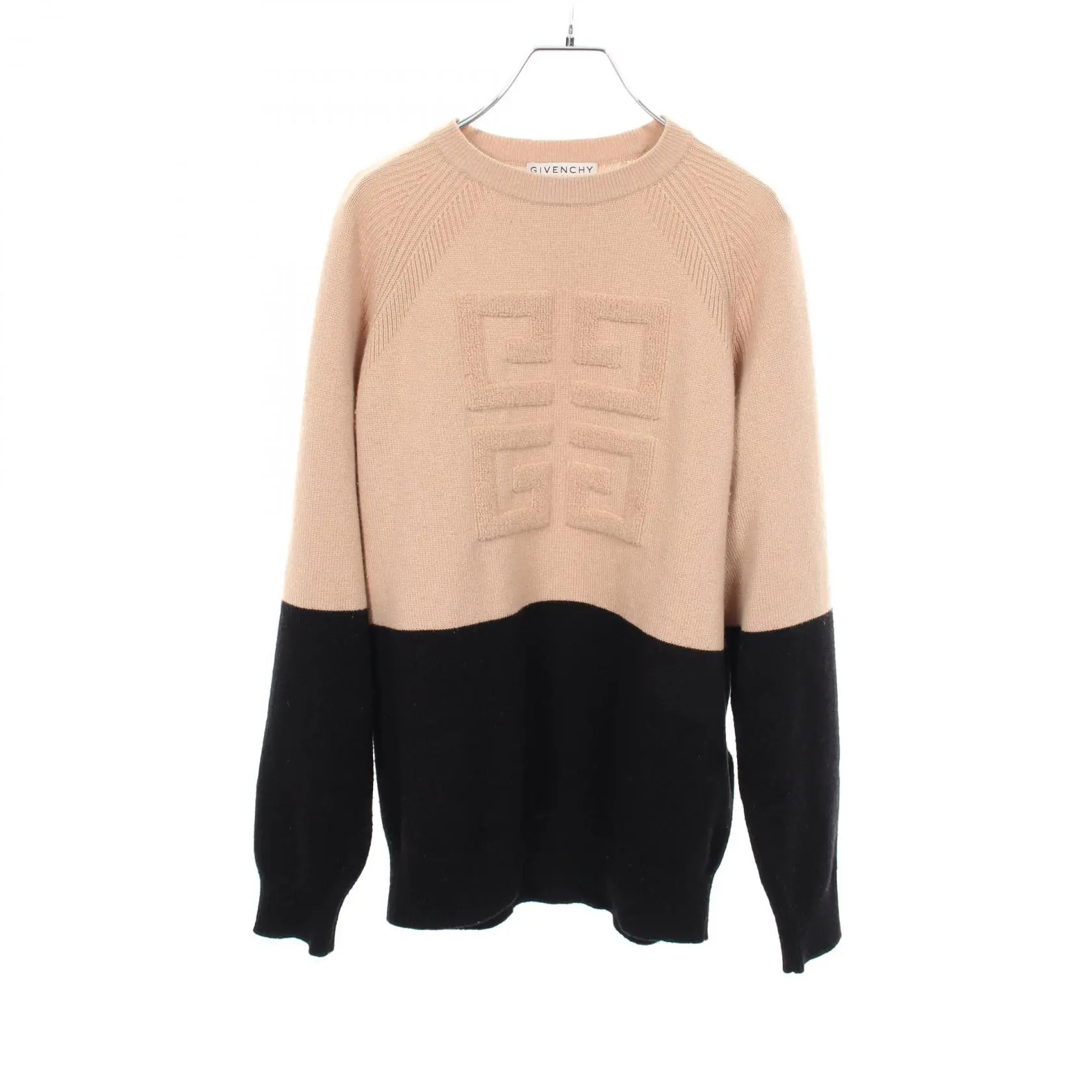 Pre-owned GIVENCHY Cashmere Small Leather Goods logo bicolor knit top