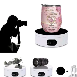 Rotating Spinning Display Stand , 4.72" 360 Degree Cup Display Stand for Photography Products, 3D Models,Tumbler Display Turner for Product, Glitter Cups Photography Small Arts Pruducts  Motorized Product Spinner