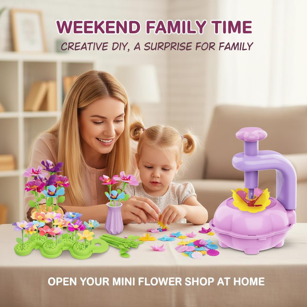 DIY Flower Bouquet Craft Kit for Kids – Colorful Build & Arrange Floral Set, Educational Creative Activity Toy, Birthday Gift for Girls Boys with 3 4 5 6 7 8 9 10 11 12 Years Old