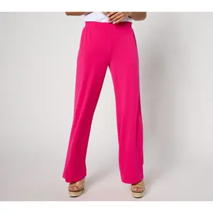 Susan Graver Petite Liquid Knit Wide Leg Pants with Waist Detail