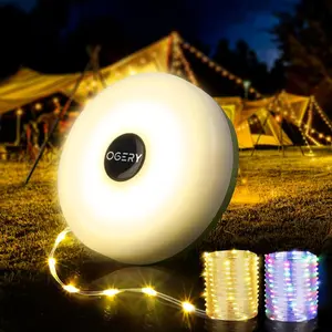 Camping String Lights(Warm&RGB), 4 in 1 Quick Storage 32.8FT Rechargeable Tent Lights String with 8 Lighting Modes, 10s Recovery, Hanging Waterproof Portable LED Lamp for Outdoor Patio Awning Garden Party Essentials