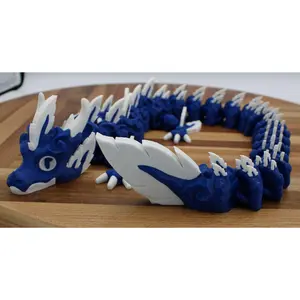 Zephyrix Articulated Wind Serpent 3D Printed in PLA+ Sky-Touched Sapphire Blue & White 12" Long Guardian of the Upper Skies