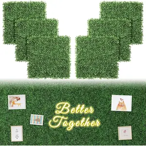 6 count 20"x20" Boxwood Panels, Artificial Grass Wall Panels  Greenery Backdrop Wall Grass Backdrop Artificial  Walls for Outdoor Indoor Garden Fence Backyard