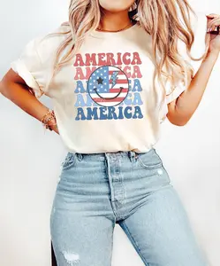 America Smiley Face Shirt, 4 of July Shirt, Red White and Blue T-shirt, USA Smiley July 4 Tee, Retro American Patriotic Gift, America Shirt