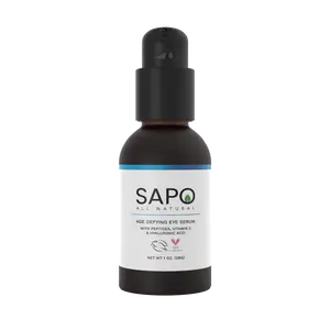 Sapo All Natural Eye Serum - Depuffing & Brightening Under Eyes Gel with Peptides, Hyaluronic Acid, Bergamot, Chamomile & Citrus Oil - Smooth Texture & Fine Line Reducer for Dark Puffy Circles - 1 oz