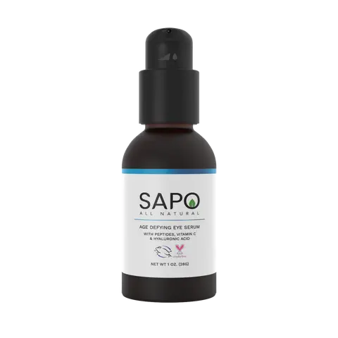 Sapo All Natural Eye Serum - Depuffing & Brightening Under Eyes Gel with Peptides, Hyaluronic Acid, Bergamot, Chamomile & Citrus Oil - Smooth Texture & Fine Line Reducer for Dark Puffy Circles - 1 oz