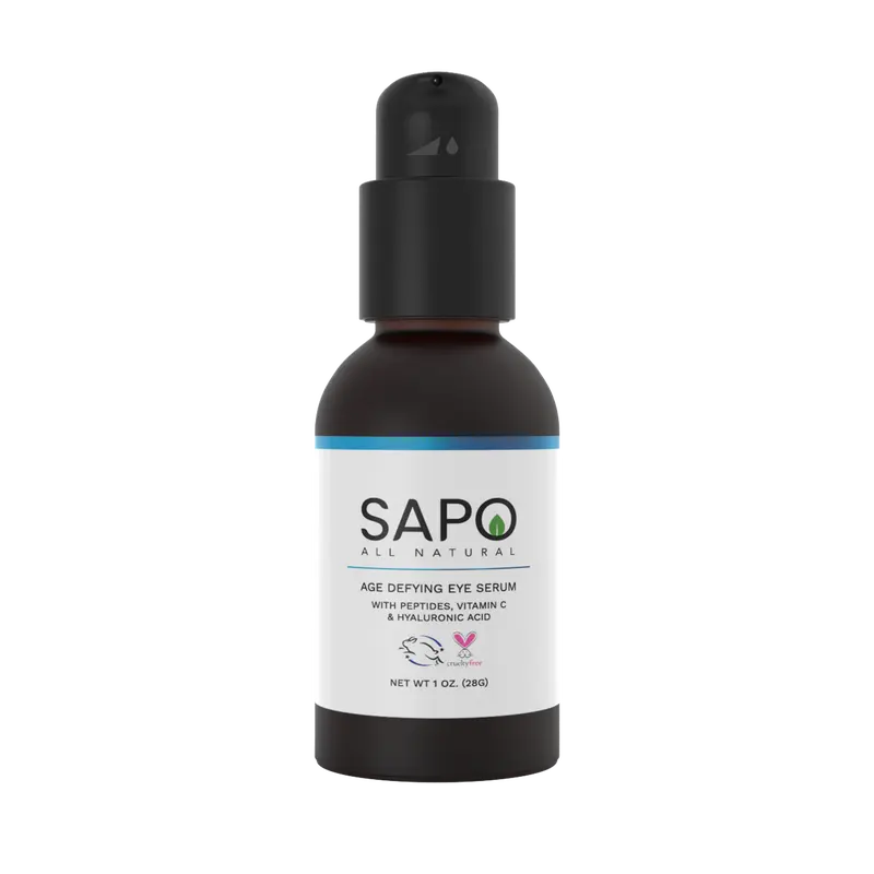 Sapo All Natural Eye Serum - Depuffing & Brightening Under Eyes Gel with Peptides, Hyaluronic Acid, Bergamot, Chamomile & Citrus Oil - Smooth Texture & Fine Line Reducer for Dark Puffy Circles - 1 oz