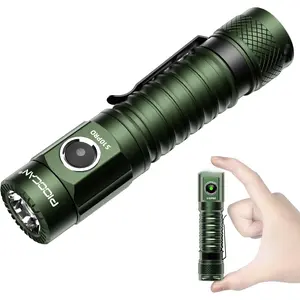 S10Pro Rechargeable LED Flashlights High Lumen, 2,500 Lumens EDC Pocket Flashlight Super Bright,  Mini Flashlight 5 Modes  Flash Light for , Camping, Hiking (Green)