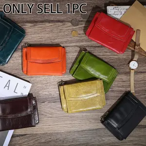 1pc Women Minimalist Solid Color Short Wallet, top grain cowhide retro coin purse, anti-theft RFID blocking card holder, sleek fashionable appearance, compact portable layout, practical multi-slot storage design, perfect for ladies daily commute