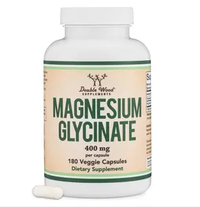 Double Wood Supplements Magnesium Glycinate 400mg | 180 Capsules | Sleep, Muscle, & Heart Support | Vegan, Third Party Tested, Gluten Free, Non-GMO
