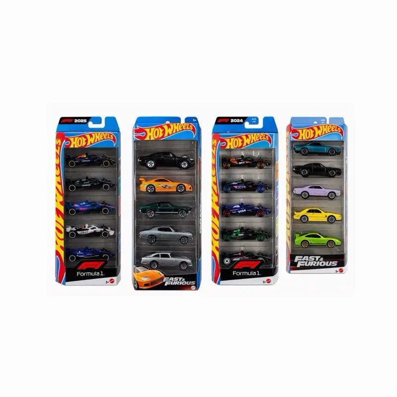 5 Car Set Fast and Furious & Formula 1 Collection Die-Cast Model Cars for Kids and Collectors