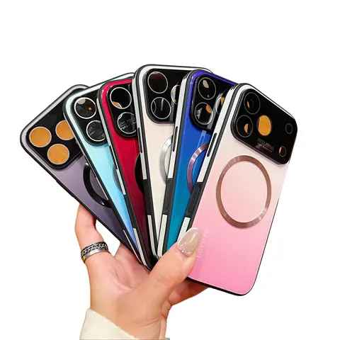Oceantree Gradient Glass MagSafe Casing for iPhone 17 Pro Max,16,15,14,13,12 - Full Camera Lens Protection, Scratch-Resistant Back Cover for Smartphone,Cellphone,Handheld Devices - Magnetic, Yellowing-Resistant