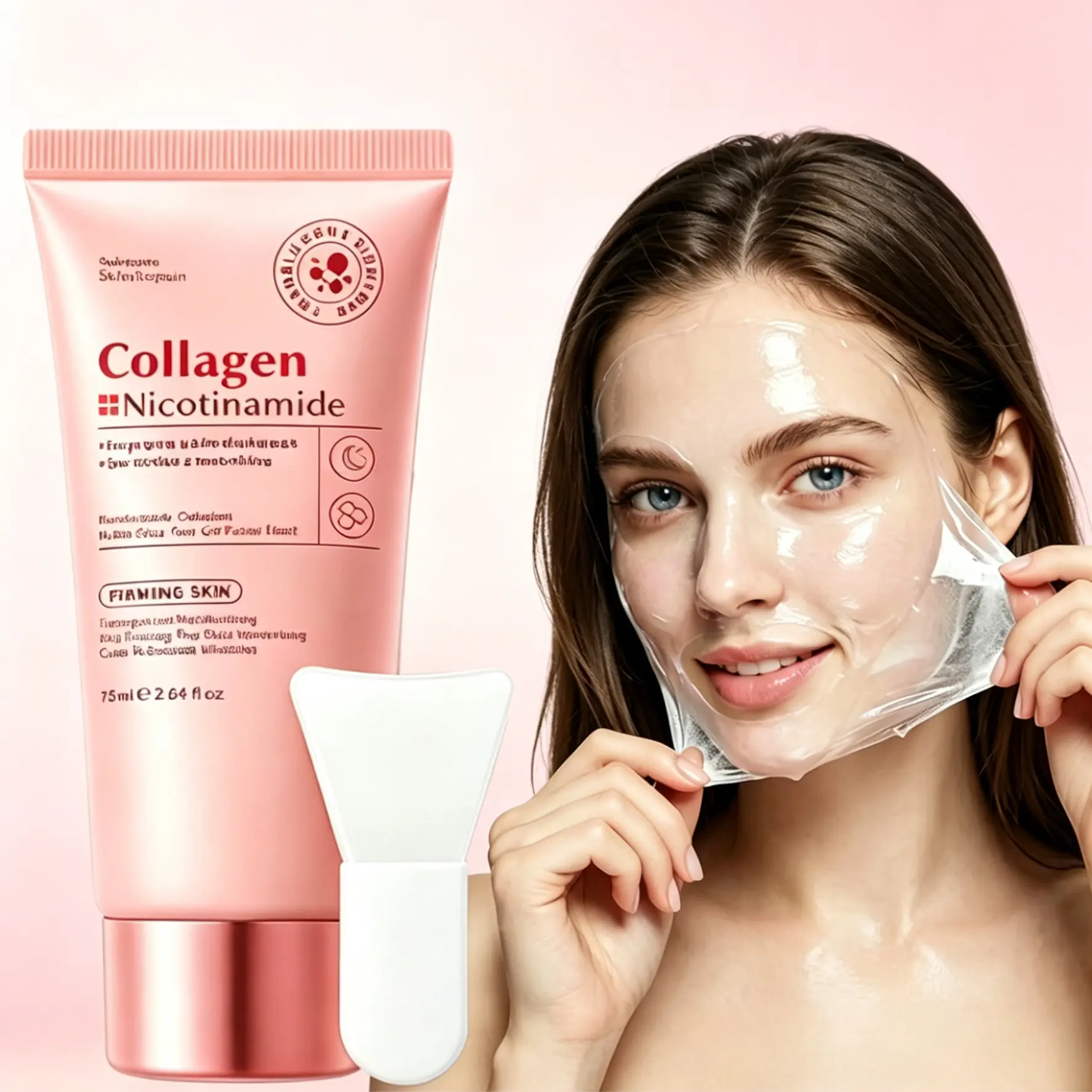 Collagen & Niacinamide Peel Off Face	 Mask for Daily or Night Care, Firming & Hydrating Facial Mask for Wrinkle Smoothing, Korean Face Masks, Glow Boosting Facial Masks Suite for All Skin Types, 2.64Oz
