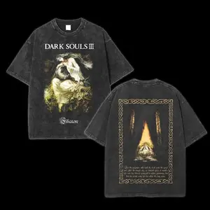 Dark Souls 3 T-Shirt, Unisex Metal Horror Video Game Tee, Various Elden Ring Demons Souls, Acid  Lightweight Cotton T-Shirt, Menswear men gifts