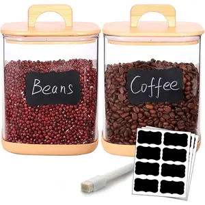 Large Glass Flour and Sugar Containers, Set of 2-100 oz Glass Laundry Pods Containers with Airtight Handle , Square Glass Jars with   for Laundry Room Organization (Small)